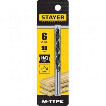 Сверло спиральное по дереву 6х90/50 Stayer